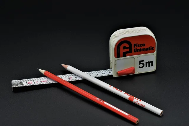 rollmeter, tape measure, pencil, measure up, tool, handyman, equipment. Beginner workshop makeover kits need layout tools before power tools
