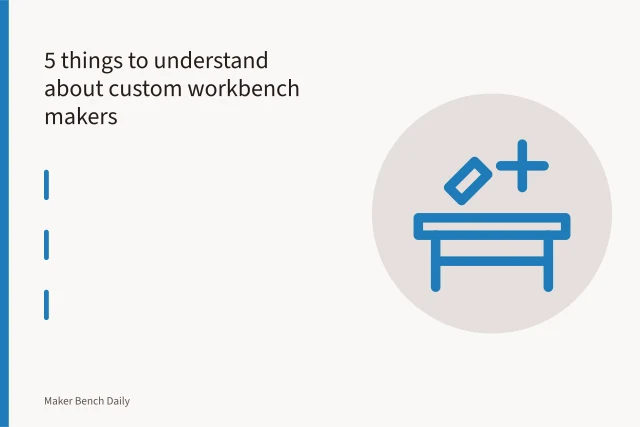 Knock-down workbench base and separate top being assembled in a small shop. 5 things to understand about custom workbench makers