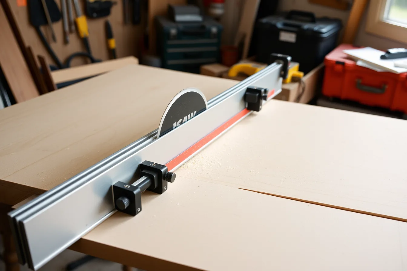 Track saw cutting plywood along a clamped guide rail on a workbench. Can a weekend really get a maker tool system under control?