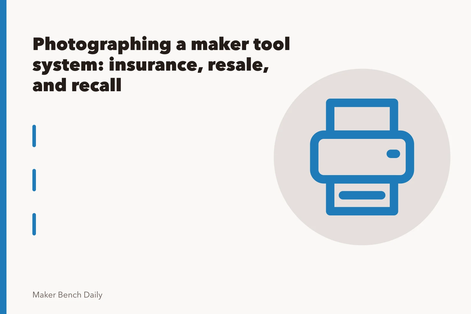 Cordless drill and batteries laid flat on a workbench for inventory photos. Photographing a maker tool system: insurance, resale, and recall