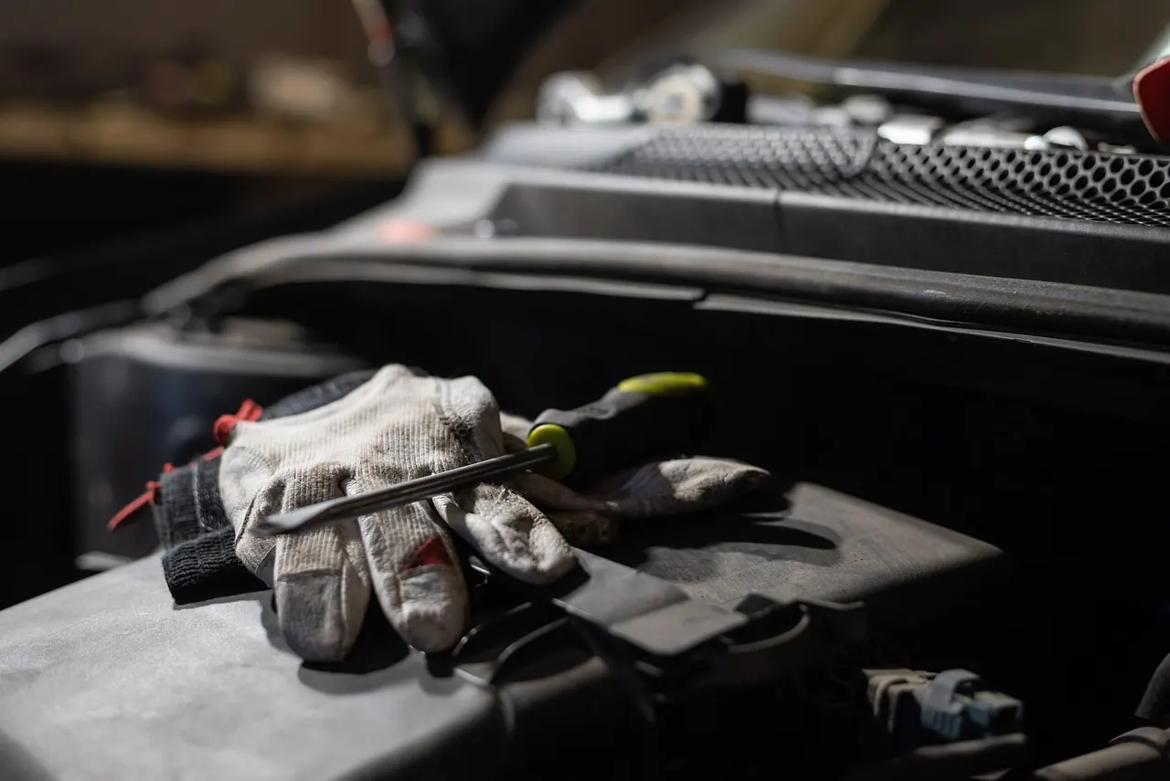 car, screwdriver, glove, workshop, automobile, assembly, auto, vehicle, tool, engine, car wallpapers, hood, garage, closeup