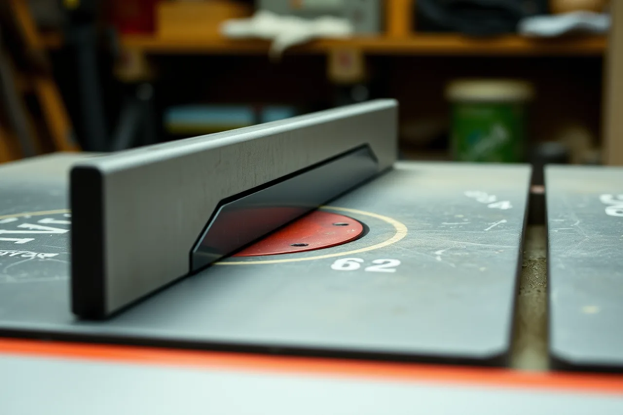 Table saw with blade guard and riving knife fitted (Home workshops and the details that decide it in 2027)
